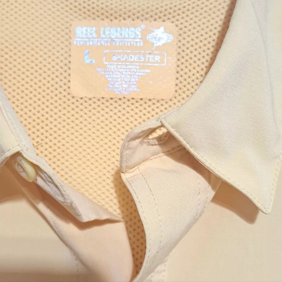 Reel Legends Shadester Performance Fishing Short Sleeve Shirt Men's L Yellow - Picture 10 of 14